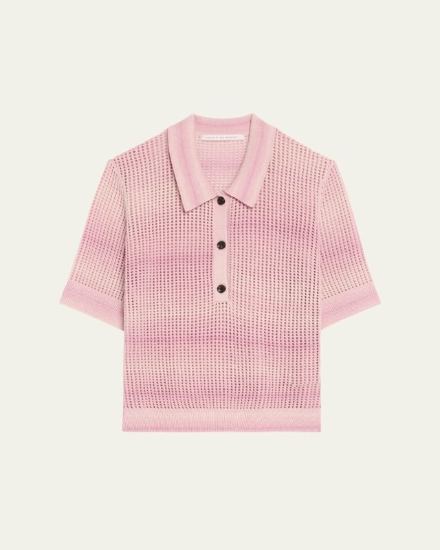 Cashmere Mesh Shrunken Polo Shirt